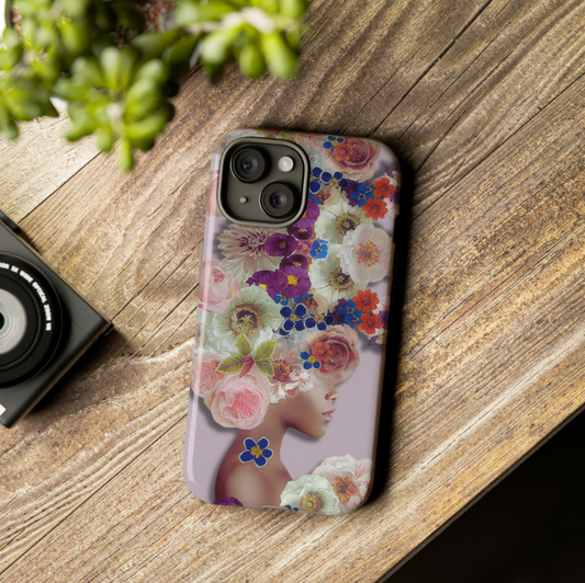 iPhone 15 Phone Case - Flower Hair Woman - Glossy or Matte